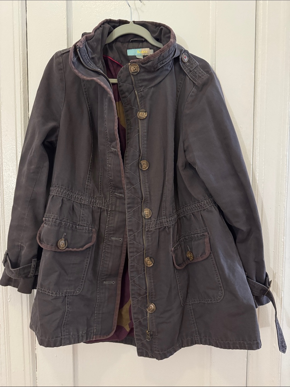 Boden Women's Hooded Utility Jacket in Dark Brown